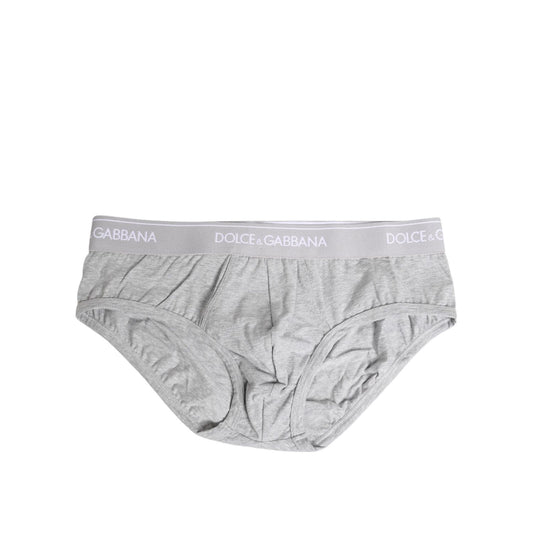 Dolce & Gabbana Gray Cotton Stretch Regular Brief Underwear
