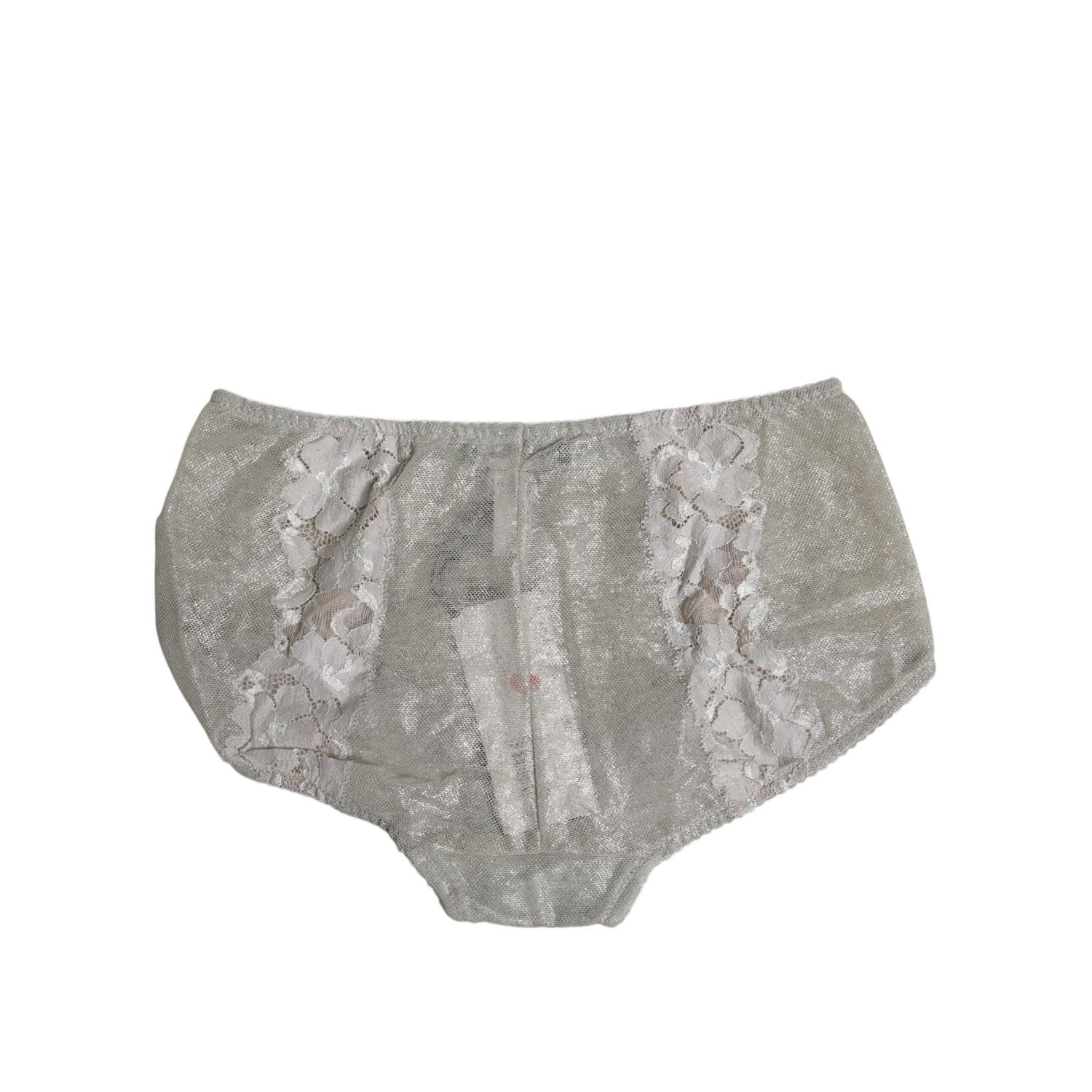 Dolce & Gabbana Gray Cotton Floral Lace High Waist Panty Underwear
