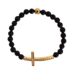 Nialaya Agate Stone Gold CZ Cross 925 Silver Bracelet SIG19012-1