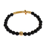 Nialaya Agate Stone Gold CZ Cross 925 Silver Bracelet SIG19012-1