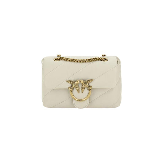 PINKO White Calf Leather Bos Taurus Shoulder Bag