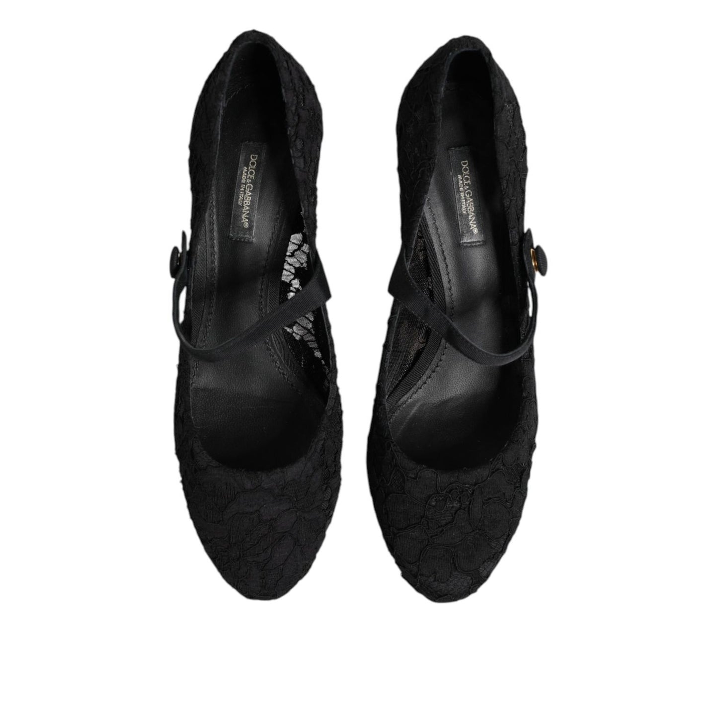 Dolce & Gabbana Black Mary Jane Taormina Lace Pumps Shoes