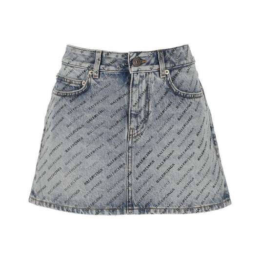 Balenciaga Logo Print Denim Skirt BA-8735218172116-42