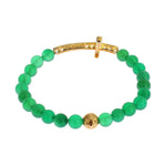 Nialaya Jade Stone Gold CZ Cross 925 Silver Bracelet SIG19015-3