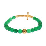 Nialaya Jade Stone Gold CZ Cross 925 Silver Bracelet SIG19015-3