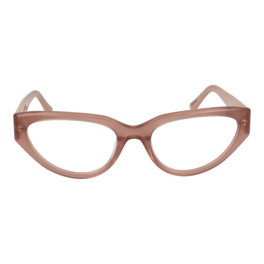 Guess Pink Women Glasses Frame, rose-colored full-rim cat eye with acetate material, spring hinge, includes branded case, size 53-18-145.