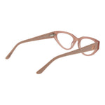 Guess Pink Women Glasses Frame in full-rim cat eye style with rose acetate material, demonstrating side view of spring hinge temples.
