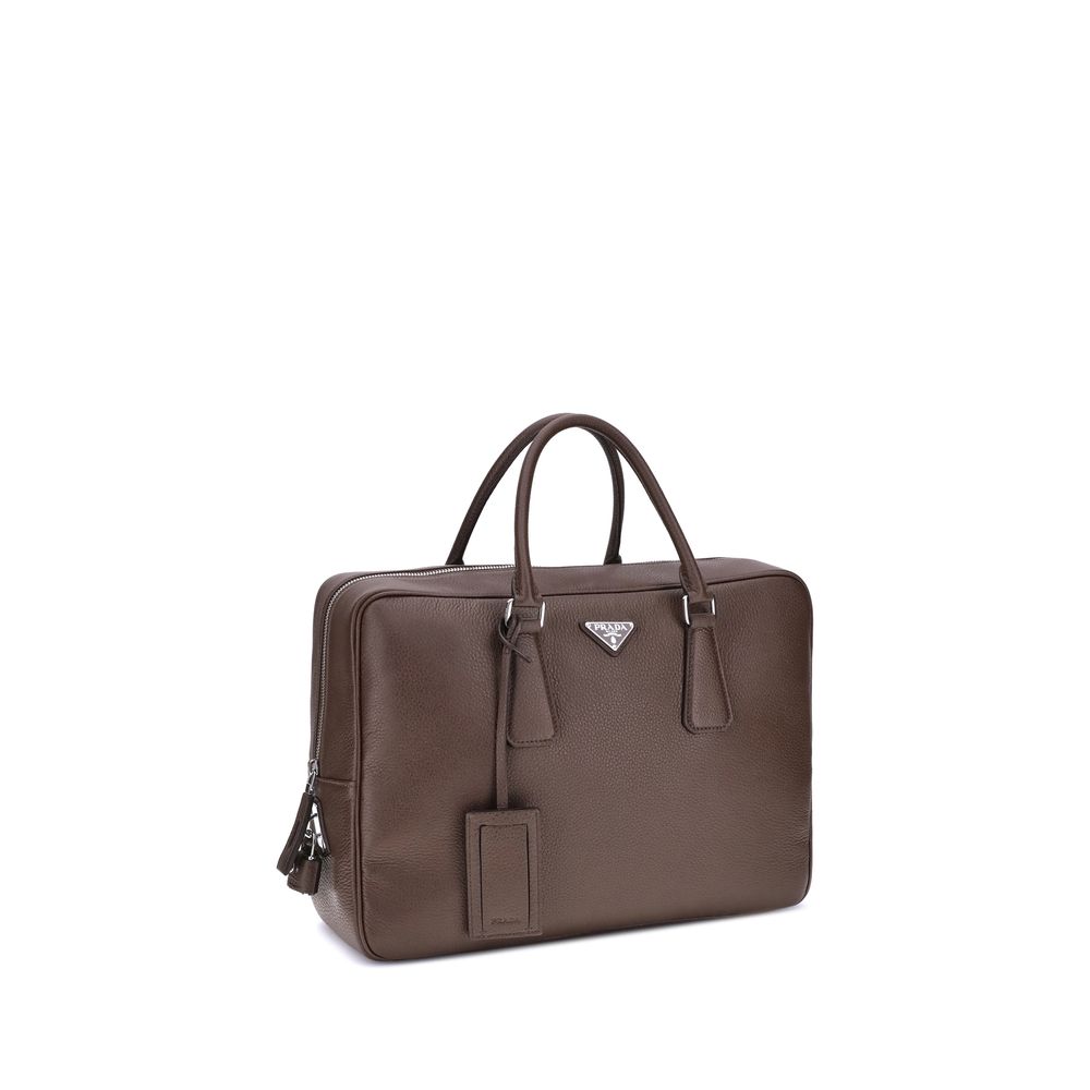 Prada Brown Calf Leather Bos Taurus Briefcase