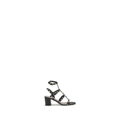 Valentino Garavani Black Calf Leather Bos Taurus Platform Sandals