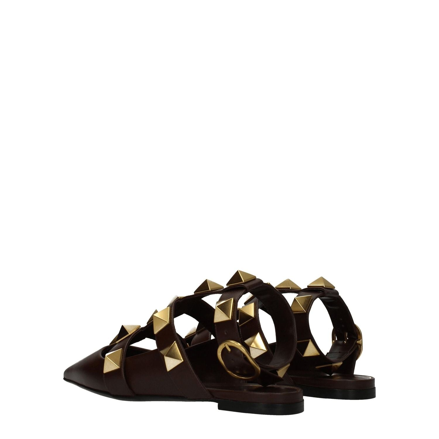 Valentino Garavani Brown Leather Flat Sandals