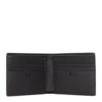 Testoni Black Leather Wallet with front logo, 8 card holders, 3 compartments, casual style, MPN WUO00398035P18, open view.