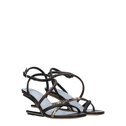 Fendi Multicolor Leather Sandals 1728,75667636384,EU36.5/US6.5,EU37.5/US7.5,EU37/US7,EU38.5/US8.5,Fendi,Flat - Sandals - Shoes,Multicolor,New with tags,Sandals - Shoes,Shoes,Women