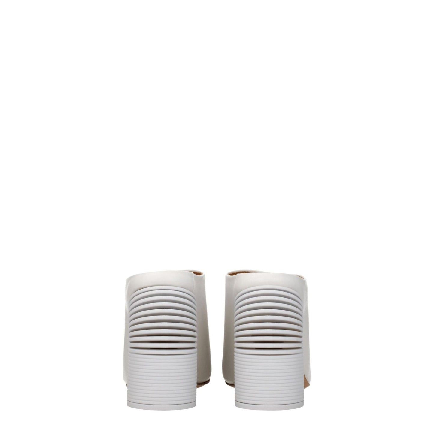 Back view of Off-White White Leather Platform Sandals with open toe and high heel design.