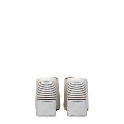 Back view of Off-White White Leather Platform Sandals with open toe and high heel design.