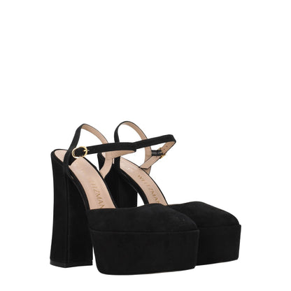 Stuart Weitzman Black Leather Platform Sandals