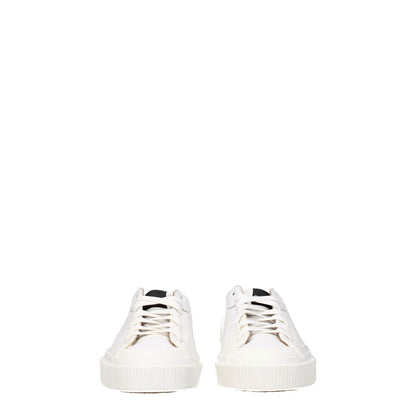 Givenchy White Leather Low Top Sneakers with optical white rubber sole and lace-up closure, featuring logo details on front, side, and back.
