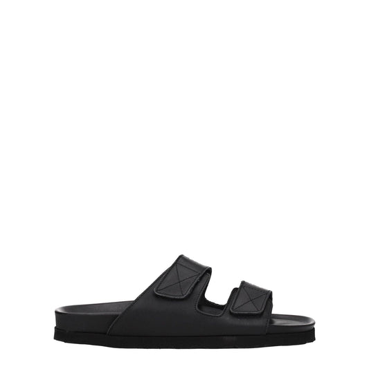 Palm Angels Black Leather Slippers Sandals PA-8547346678025-EU40/US7