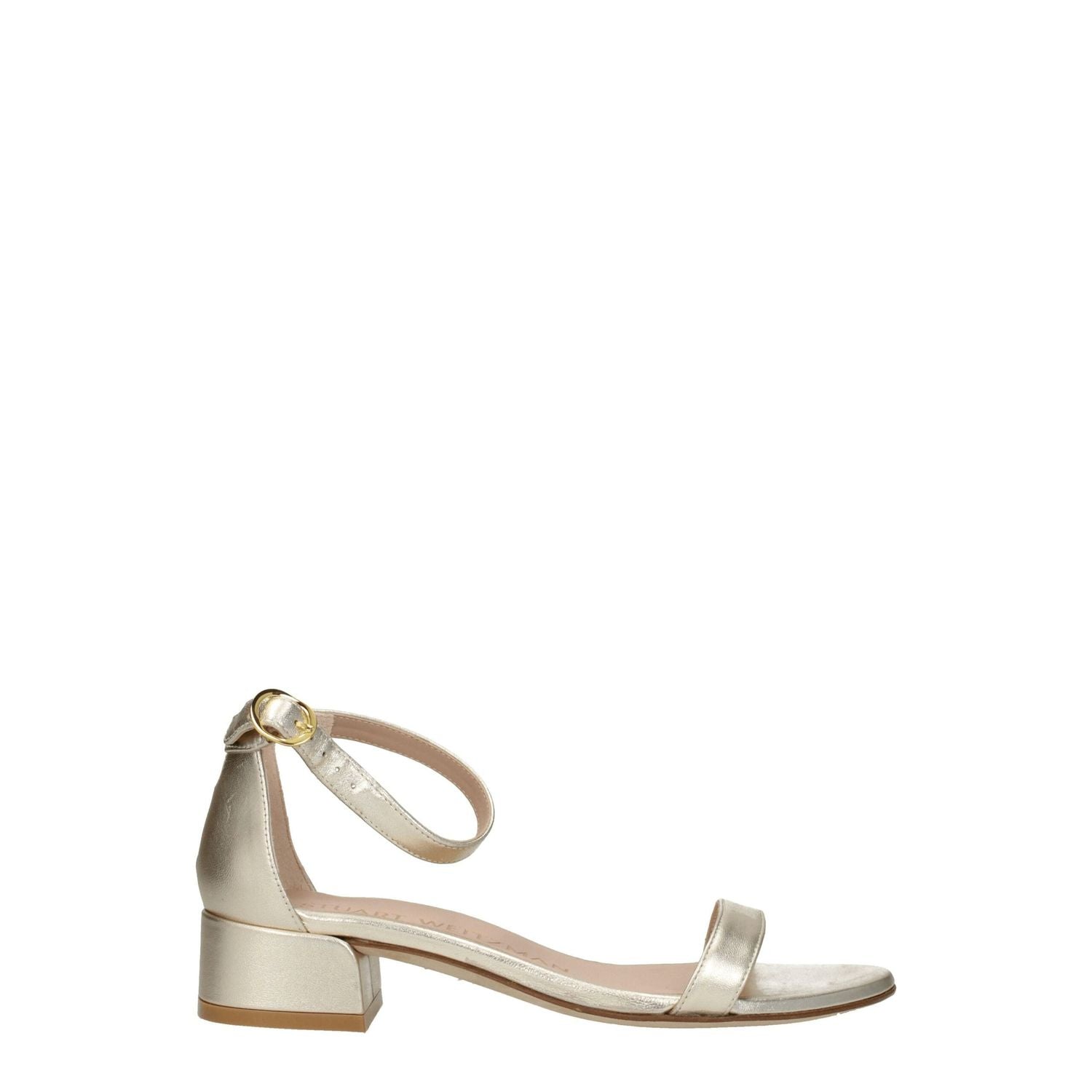 Stuart Weitzman Gold Leather Flat Sandals
