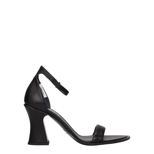Premiata Black Leather Flat Sandals PR-8547355525385-EU40/US10