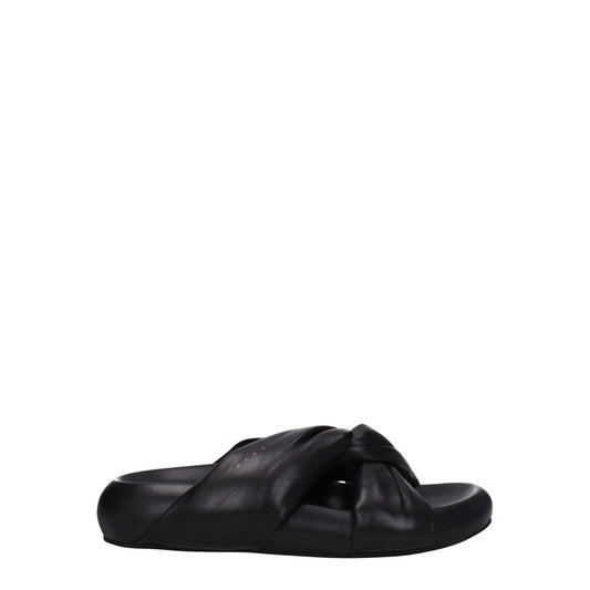 Marni Black Leather Slippers Sandals MA-8547442884873-EU38/US8