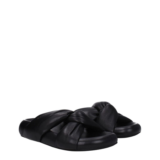 Marni Black Leather Slippers Sandals MA-8547442884873-EU38/US8