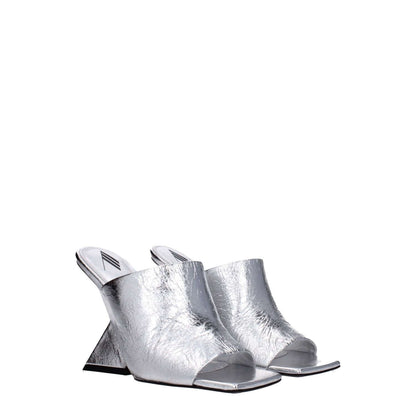 The Attico Gray Leather Platform Sandals