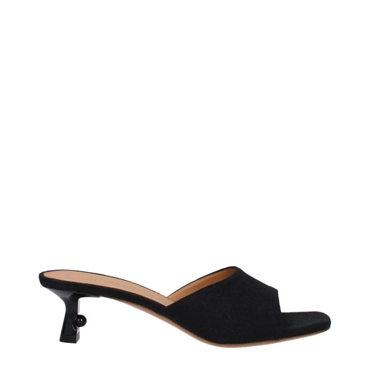 Off-White Black Linen Flat Sandals OF-9256108097801-EU36/US6