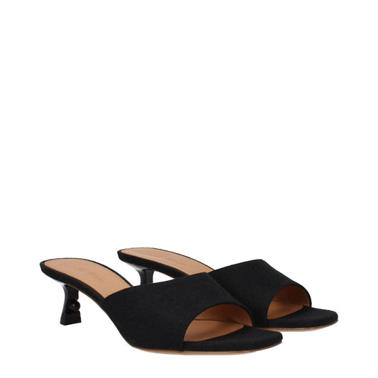 Off-White Black Linen Flat Sandals OF-9256108097801-EU36/US6
