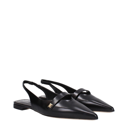 Max Mara Black Leather Ballet Flats MA-9258071130377-EU36/US6