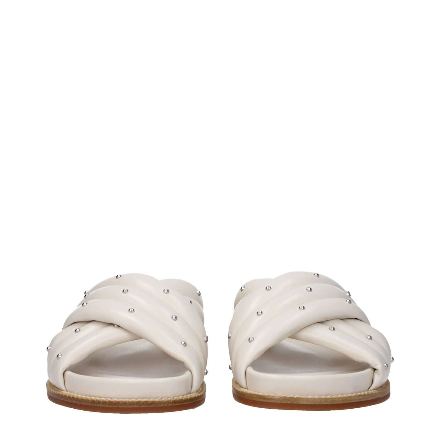 Fabiana Filippi Beige Leather Slippers