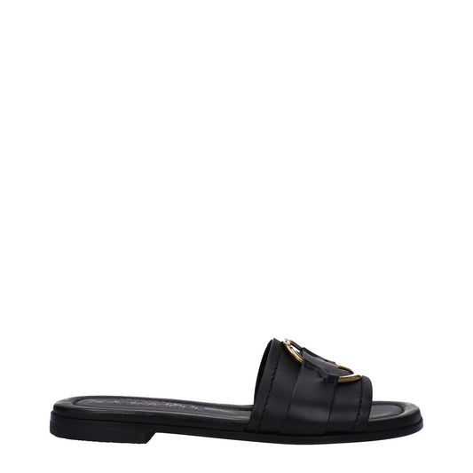 Moncler Black Leather Slippers Sandals MO-9353158000905-EU36/US6