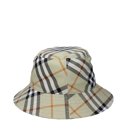 Burberry Green Fabric Bucket Hat with check print, sage secondary color, back logo, 100% polyester, MPN 8094798.