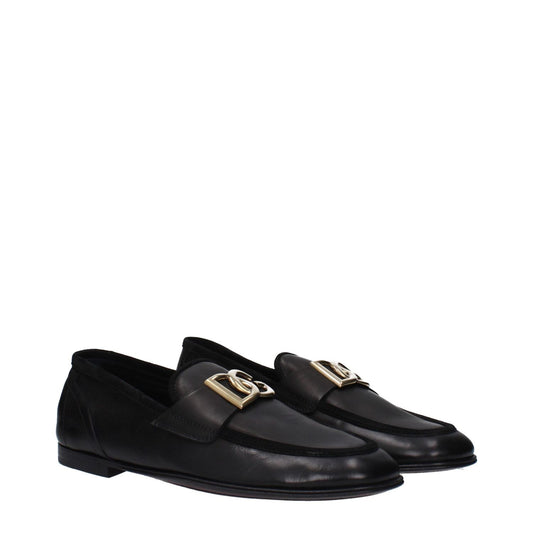 Dolce & Gabbana Black Leather Slip-On Loafers DO-14884928127241-EU40/US7