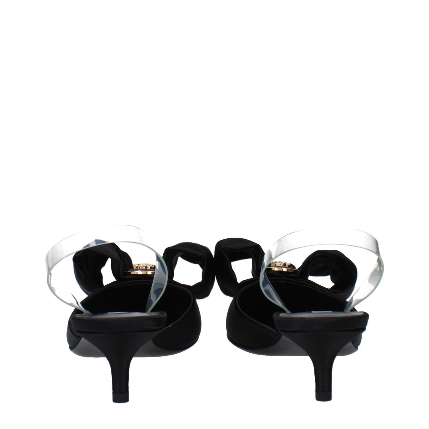 Versace Black Satin Flat Sandals