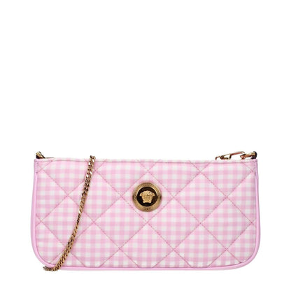 Versace Pink Fabric Shoulder Bag with quilted design and gold medallion detail, MPN 10155411A139842PQ5VP, code F83750.