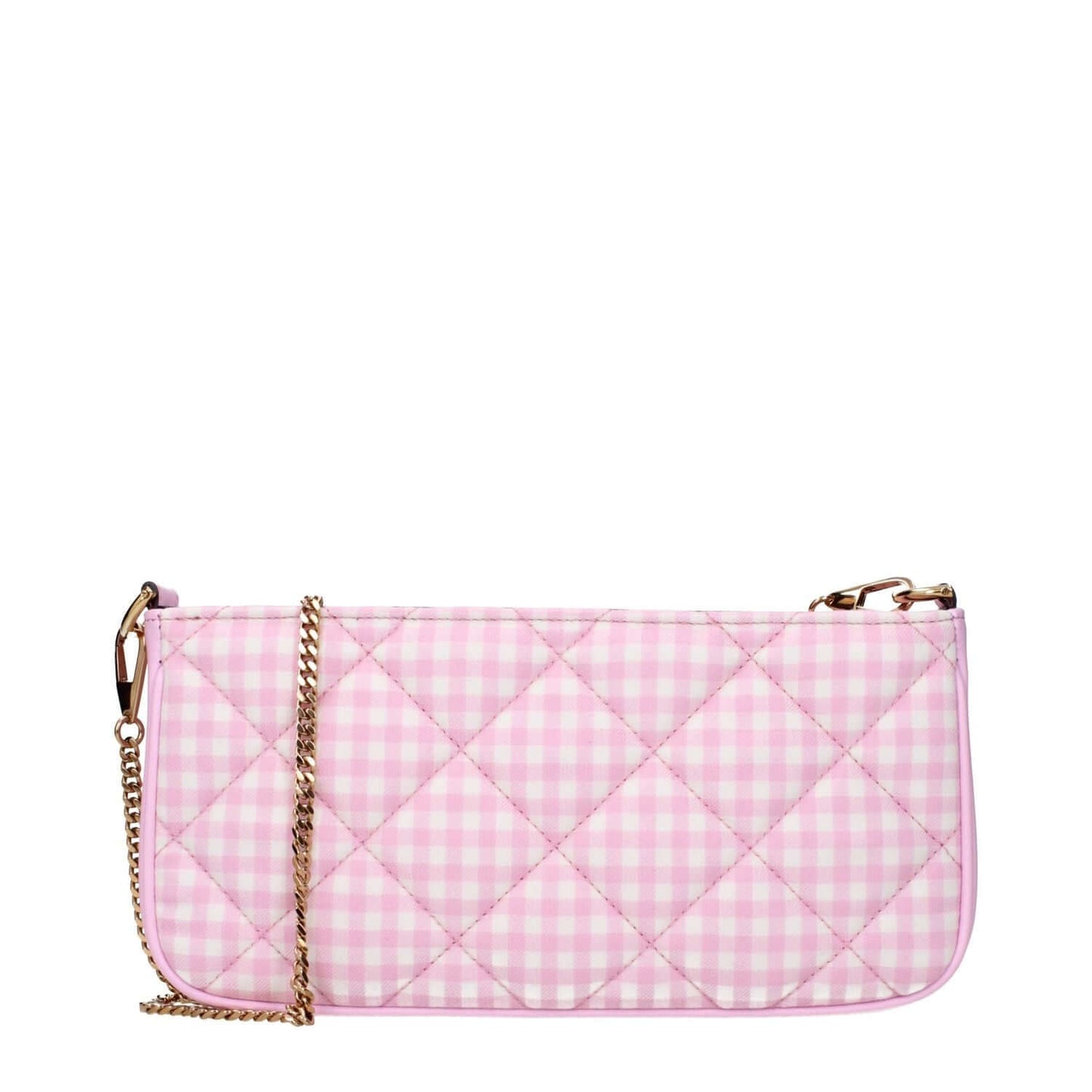 Versace Pink Fabric Shoulder Bag with quilted design and chain strap, product code F83750.