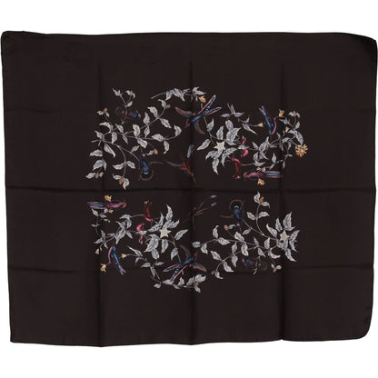 Dolce & Gabbana Brown 100% Silk Bird Print Wrap 80cm X 95cm RRP Scarf Silk Wrap Shawls