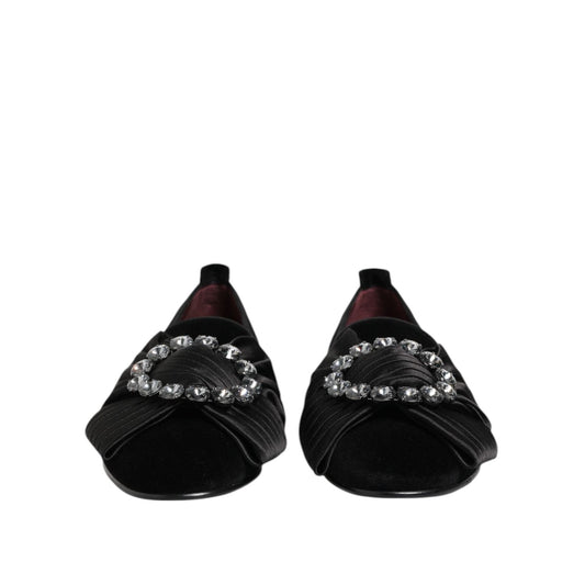 Dolce & Gabbana Black VATICANO Crystal Ribbon Slip On Shoes MV7631-40