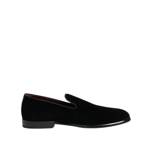 Dolce & Gabbana Black Velvet Loafers Formal Men Dress Shoes MV7632-39