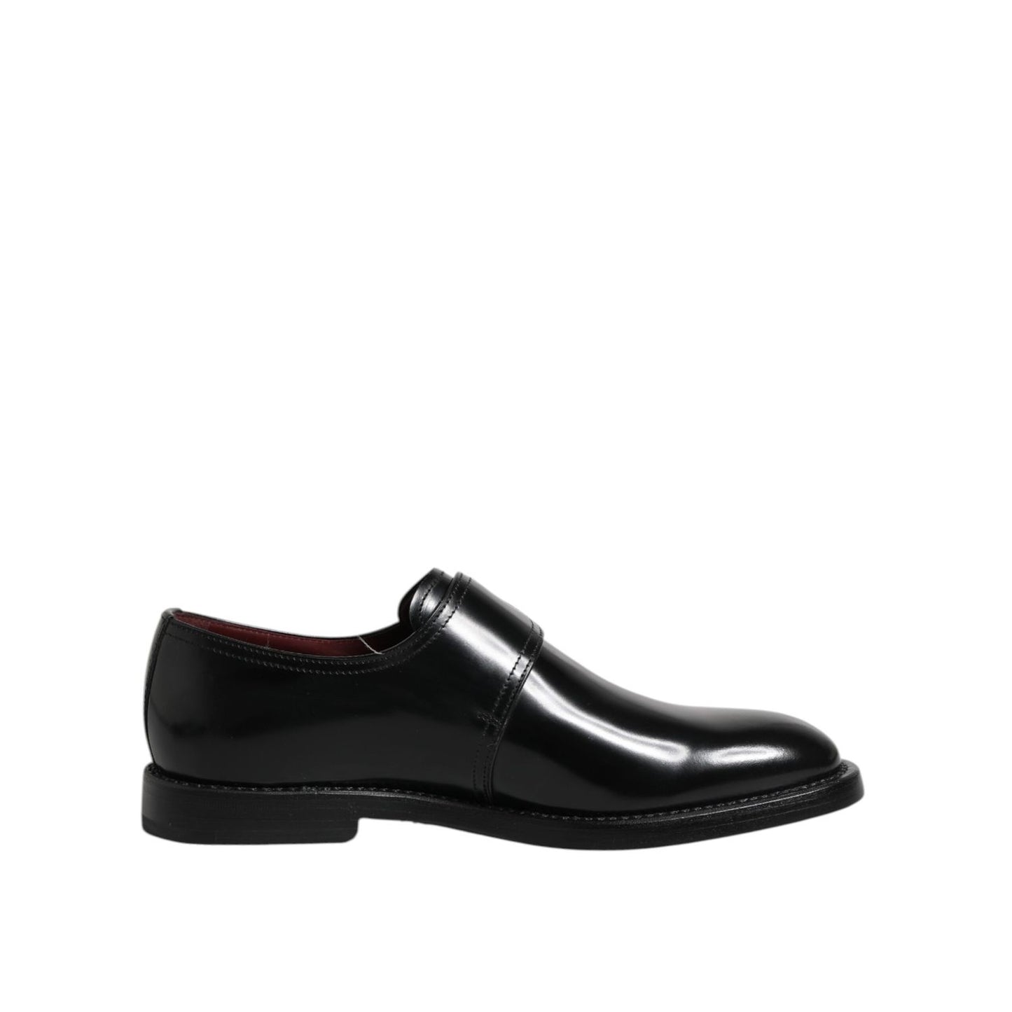 Dolce & Gabbana Black Leather Monk Strap Derby Formal Shoes