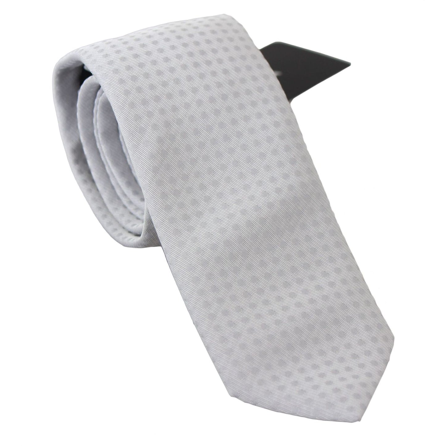 Dolce & Gabbana White Patterned Classic Mens Slim Necktie Tie Necktie