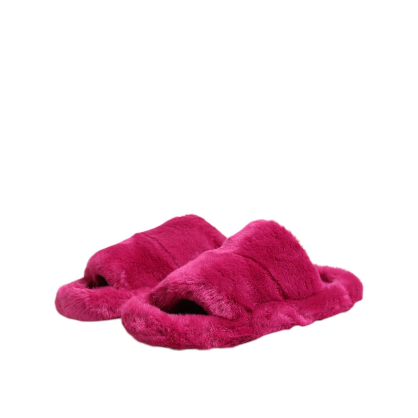 Dolce & Gabbana Pink Acrylic Faux Fur Mens Flats Sandals Shoes