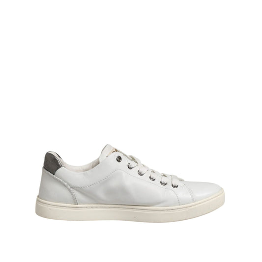 Dolce & Gabbana White Silver Sacred Heart Men Sneakers Shoes MV7593-40