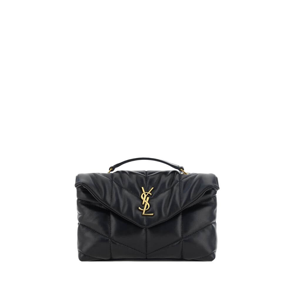 Saint Laurent Black Lamb Ovis Aries Aries Shoulder Bag featuring quilted lambskin and YSL logo plaque.