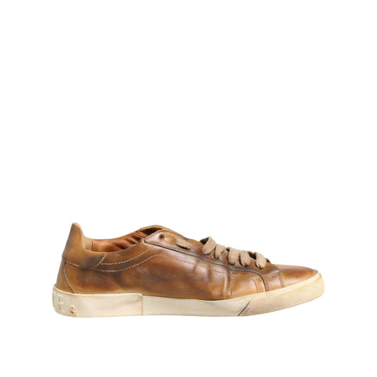 Dolce & Gabbana Brown Leather Low Top Men Sneakers Shoes MV7680-43.5