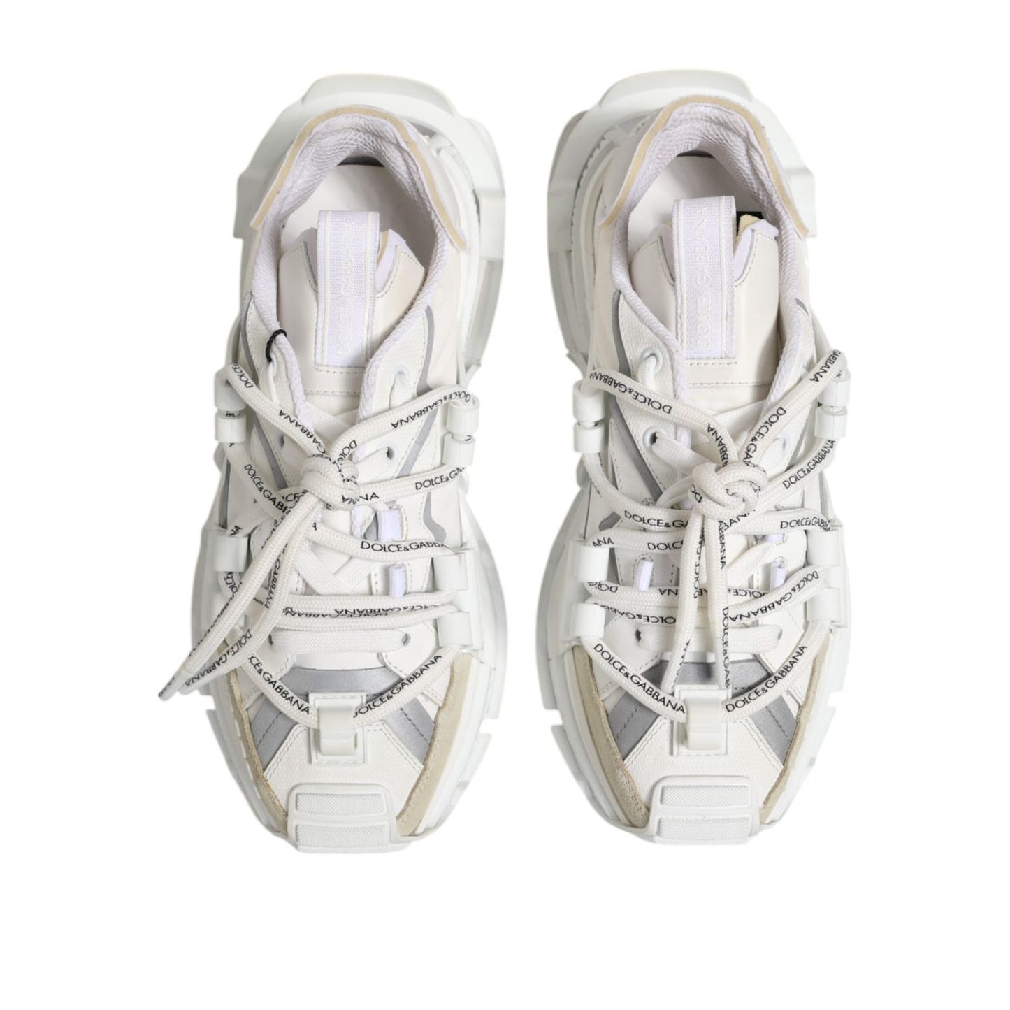 Dolce & Gabbana White Silver Low Top SPACE Men Sneakers Shoes MV7776-39