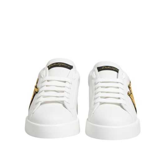 Dolce & Gabbana White Crown Patch Portofino Men Sneakers Shoes MV7795-39.5
