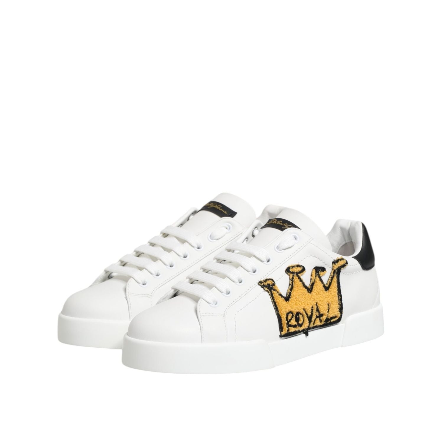 Dolce & Gabbana White Crown Patch Portofino Men Sneakers Shoes