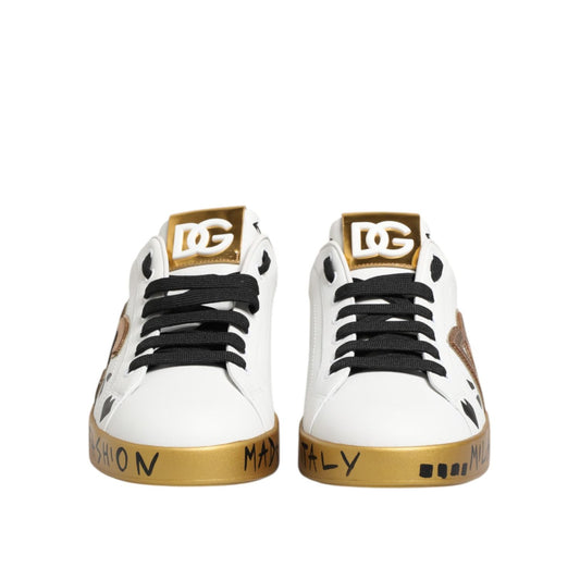 Dolce & Gabbana White Gold Crystal Portofino Sneakers Shoes MV7799-40.5