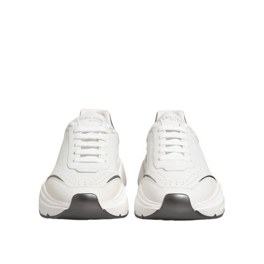 Dolce & Gabbana White Silver DAYMASTER Leather Sneakers Shoes MV7804-43